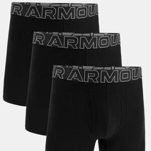 Under Armour UA 3 Pack Performance Tech 6" Boxerjock Three Boxer Briefs Black